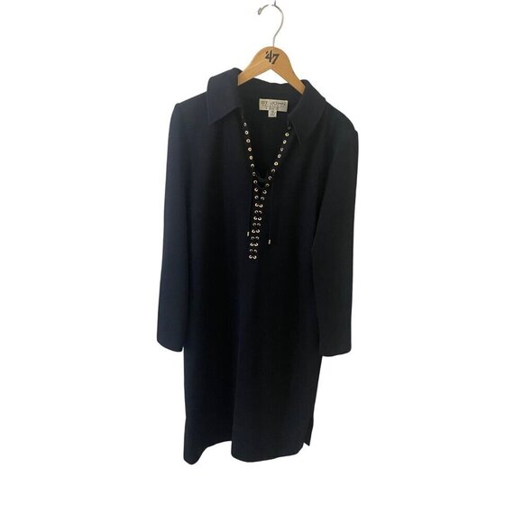 St John Dresses & Skirts - Vintage St John Women's Black Long Sleeve Thick Lace Up Dress - 10